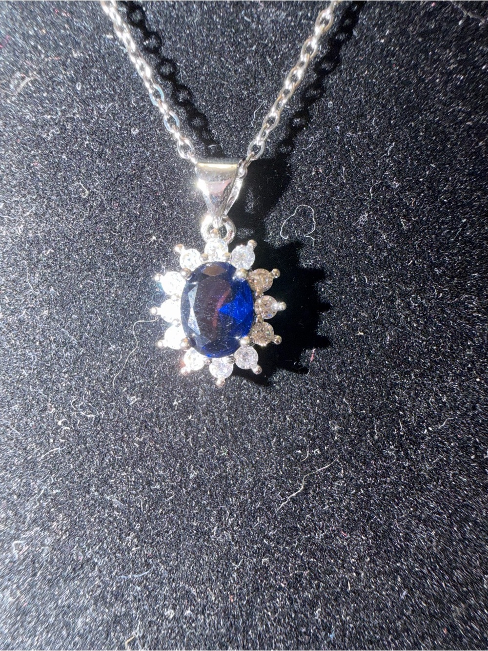 Classic Sapphire-Style Halo Pendant Necklace - Timeless Women's Jewelry